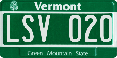 VT license plate LSV020