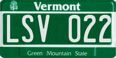 VT license plate LSV022