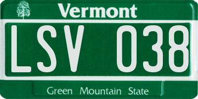 VT license plate LSV038