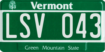 VT license plate LSV043