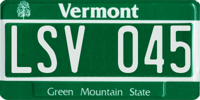 VT license plate LSV045