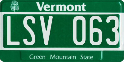 VT license plate LSV063