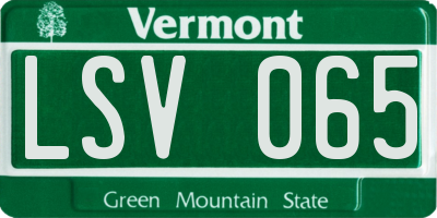 VT license plate LSV065