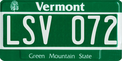 VT license plate LSV072