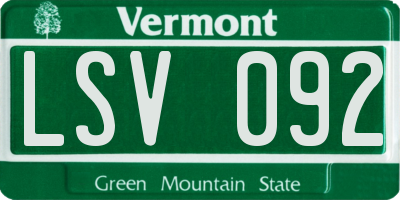 VT license plate LSV092