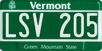 VT license plate LSV205