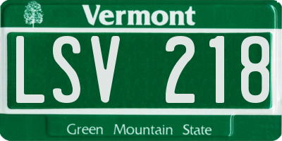 VT license plate LSV218
