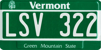 VT license plate LSV322