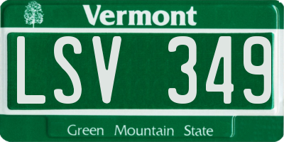 VT license plate LSV349