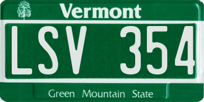 VT license plate LSV354