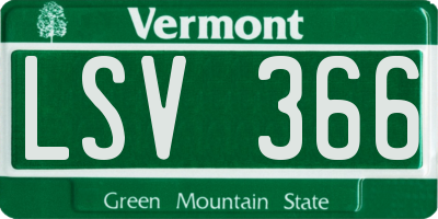 VT license plate LSV366