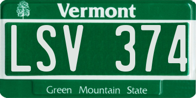 VT license plate LSV374