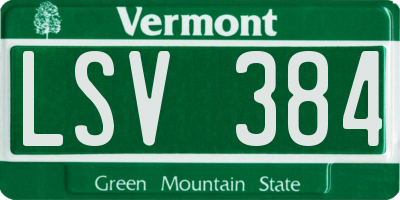 VT license plate LSV384