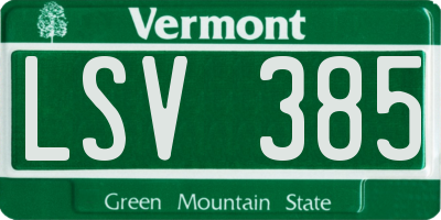 VT license plate LSV385