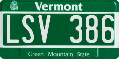 VT license plate LSV386
