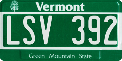 VT license plate LSV392