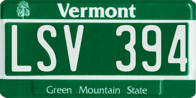 VT license plate LSV394
