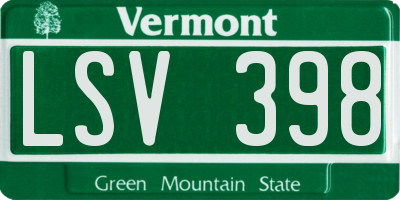 VT license plate LSV398
