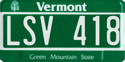 VT license plate LSV418
