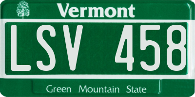 VT license plate LSV458