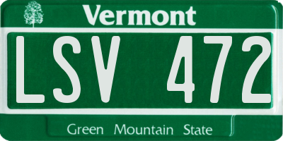 VT license plate LSV472