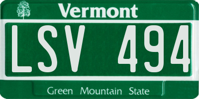 VT license plate LSV494