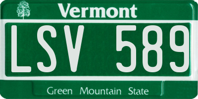 VT license plate LSV589