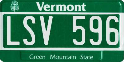 VT license plate LSV596