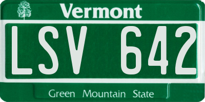 VT license plate LSV642