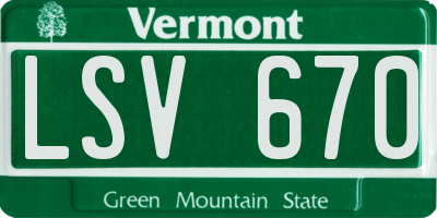 VT license plate LSV670