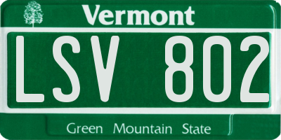 VT license plate LSV802