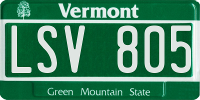 VT license plate LSV805
