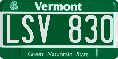 VT license plate LSV830