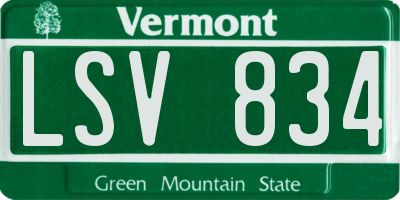 VT license plate LSV834