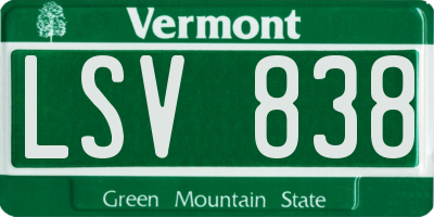 VT license plate LSV838
