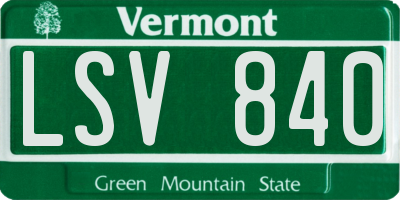 VT license plate LSV840