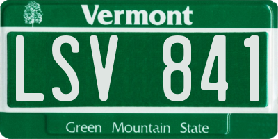 VT license plate LSV841