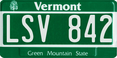 VT license plate LSV842