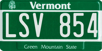 VT license plate LSV854