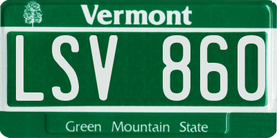 VT license plate LSV860