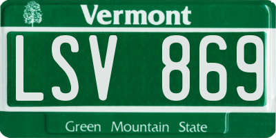 VT license plate LSV869