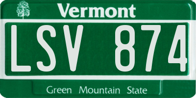 VT license plate LSV874