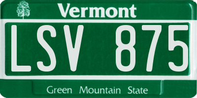VT license plate LSV875