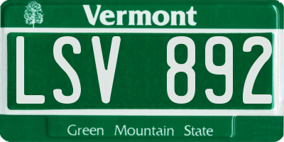 VT license plate LSV892