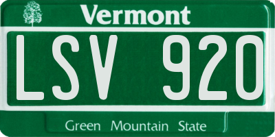 VT license plate LSV920