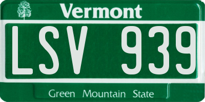 VT license plate LSV939