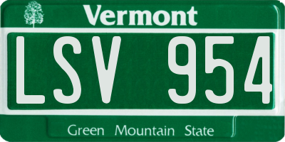 VT license plate LSV954