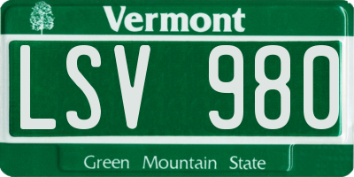 VT license plate LSV980
