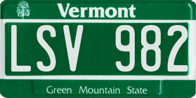 VT license plate LSV982