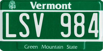 VT license plate LSV984